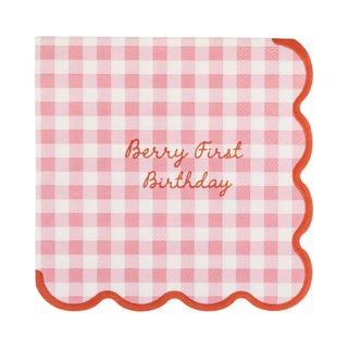 Berry First Gingham Cocktail Napkin