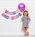 Reusable Happy Birthday Banner - Pink Purple Felt Party Decoration