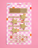 Novelty Gold Candles 14pc | birthday, star, glitter, cake