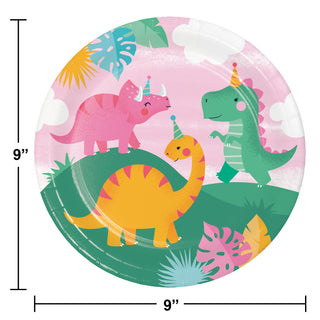 Pink Dino Party Plates