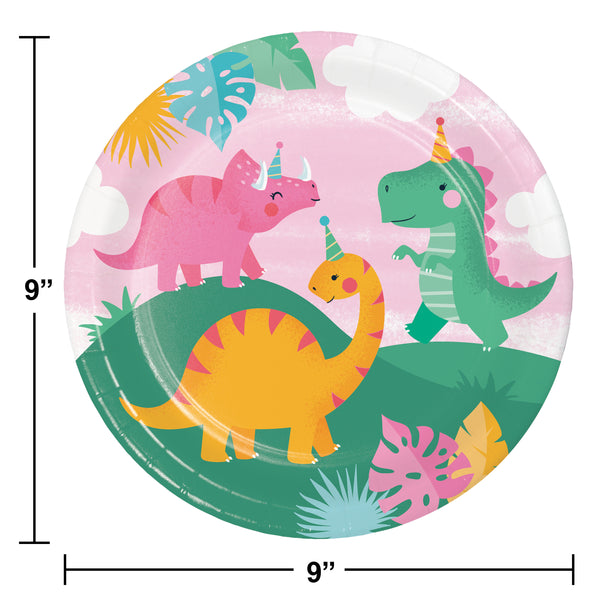 Pink Dino Party Plates