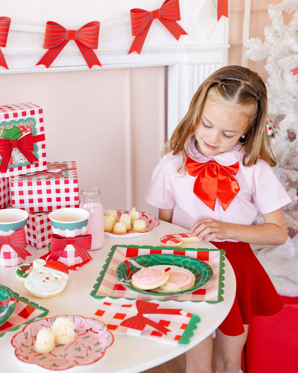 Plaid Cup with Bow - Holiday Christmas Party Cups