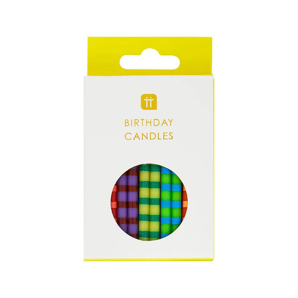 Striped Multicolor Candles - 24 Pack | Cake Candles