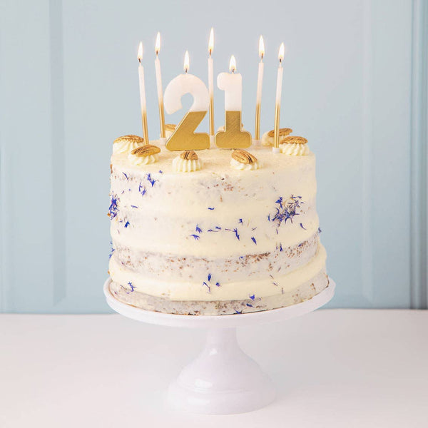 White & Gold Candles - 16 Pack | Birthday Candles