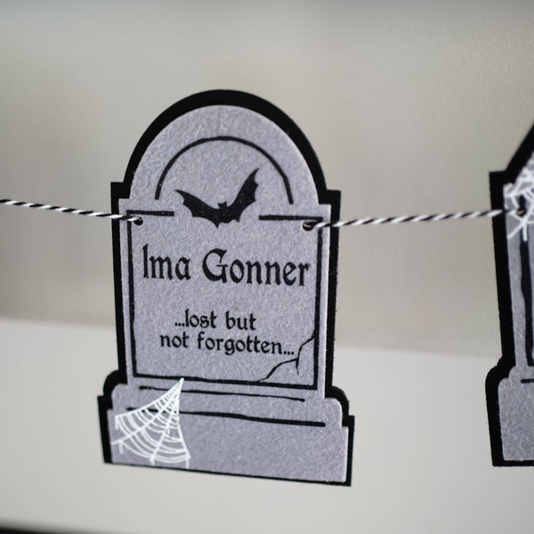 Spooky Headstone Felt Banner Garland Premium Quality Layered Bunting