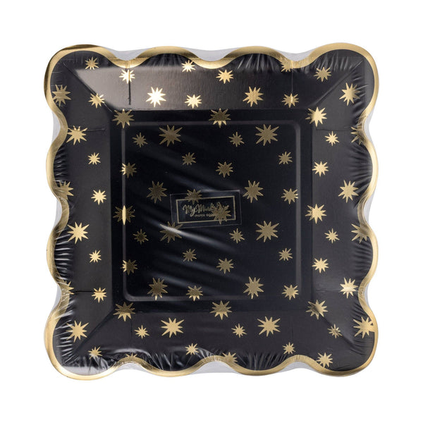 Black and Gold Star Pattern Plate