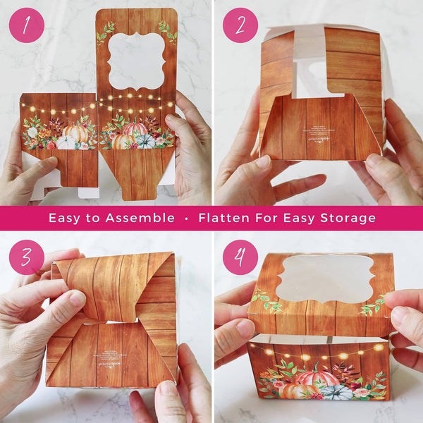 Fall Cookie Boxes with Window + Seal Sticker (Set of 30)