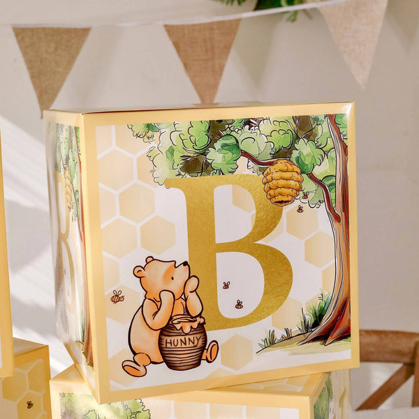 BABY Blocks Decor with Winnie the Pooh design featuring a honey pot and the letter 'B'.