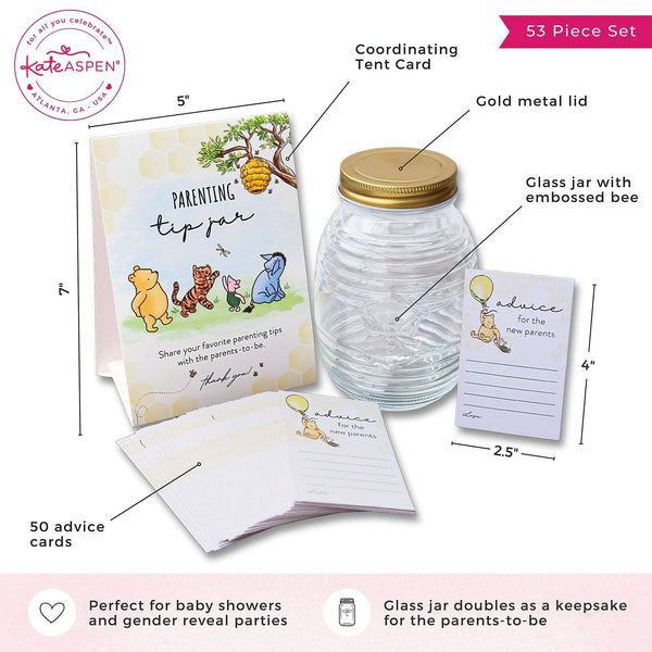 Honey Bear Baby Shower Activity Parenting Tip Jar Advice Cards Set