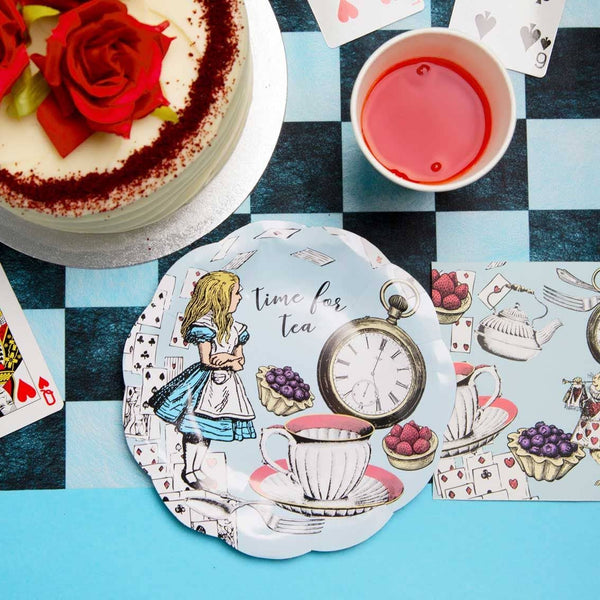 Alice in Wonderland Blue Cocktail Napkins and Plate