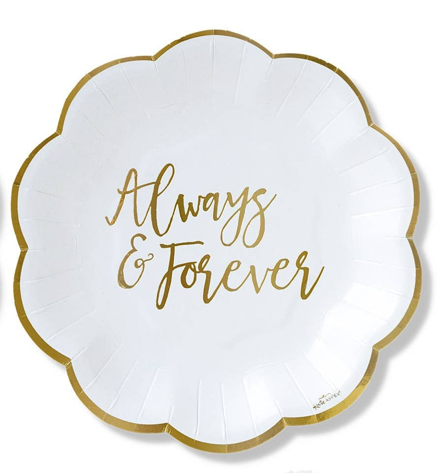 Always & Forever 7” Gold Foil Dessert Plates | Set of 24 Bridal ...