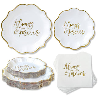 Always & Forever Tableware Set for Weddings and Bridal Showers | Oh So Fancy Party