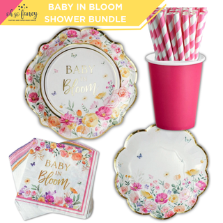 Baby in Bloom Baby Shower 64 Piece Tableware Bundle