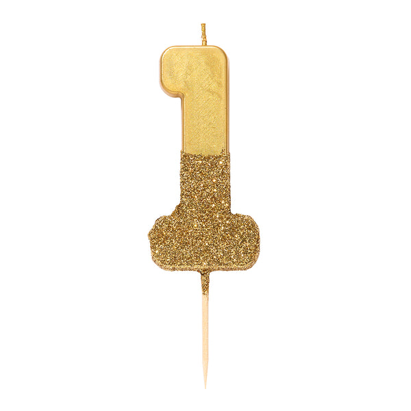 Gold Glitter Number Birthday Candles