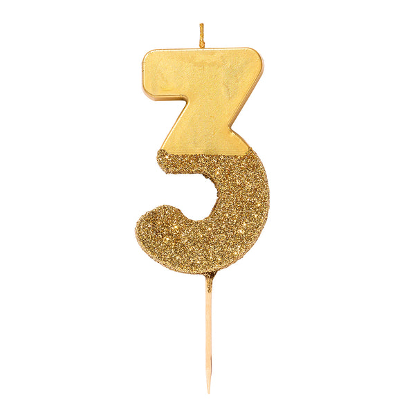 Gold Glitter Number Birthday Candles