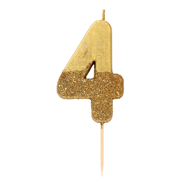 Gold Glitter Number Birthday Candles