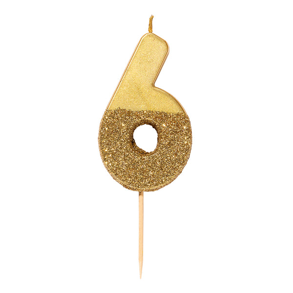 Gold Glitter Number Birthday Candles