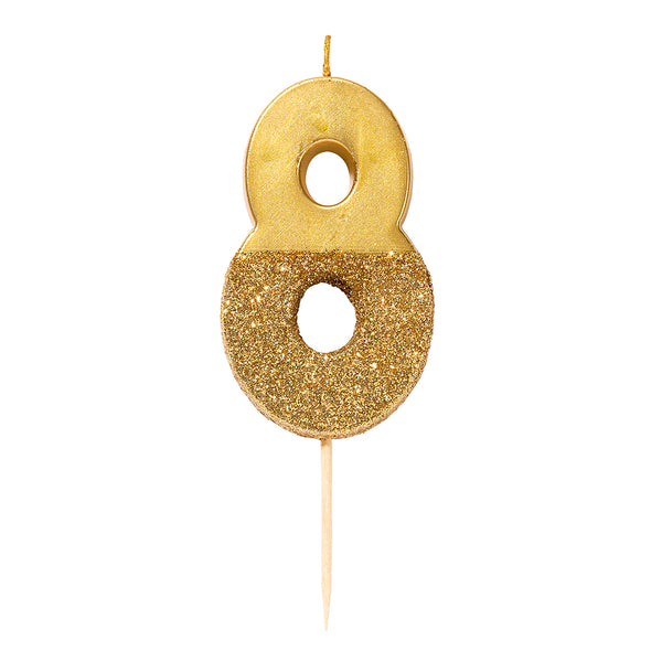 Gold Glitter Number Birthday Candles