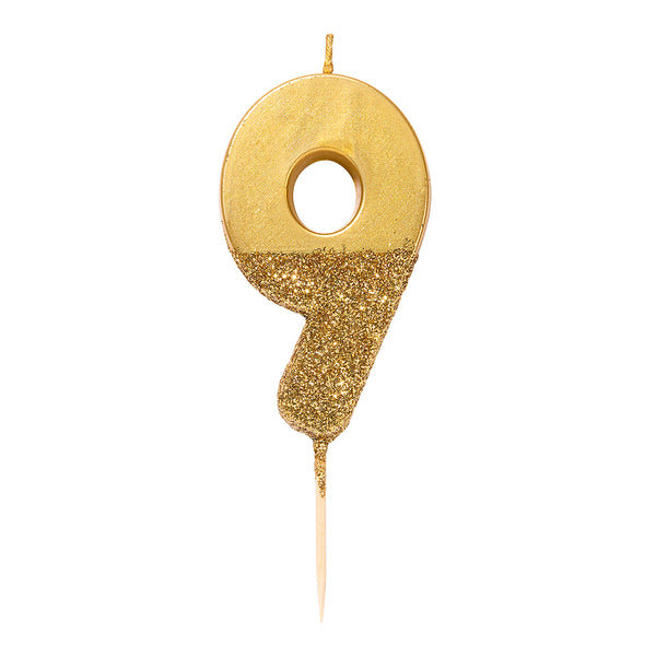 Gold Glitter Number Birthday Candles