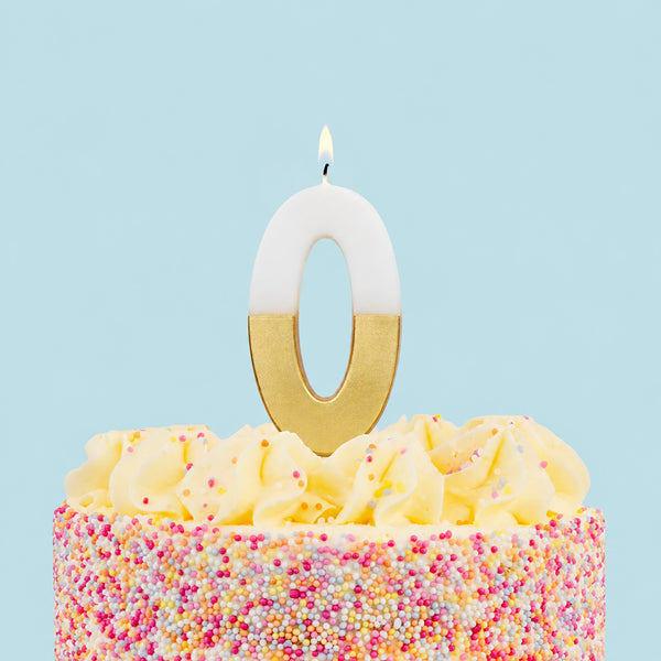 White & Gold Number Candles | Individual Birthday Cake Candles