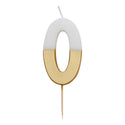 White & Gold Number Candles | Individual Birthday Cake Candles
