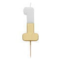 White & Gold Number Candles | Individual Birthday Cake Candles