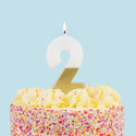 White & Gold Number Candles | Individual Birthday Cake Candles