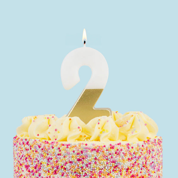 White & Gold Number Candles | Individual Birthday Cake Candles