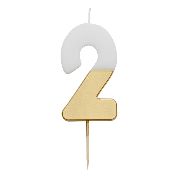 White & Gold Number Candles | Individual Birthday Cake Candles