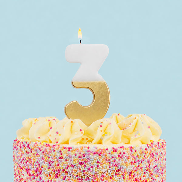 White & Gold Number Candles | Individual Birthday Cake Candles