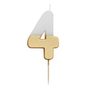 White & Gold Number Candles | Individual Birthday Cake Candles