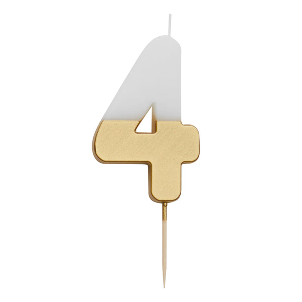 White & Gold Number Candles | Individual Birthday Cake Candles