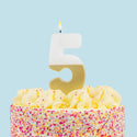 White & Gold Number Candles | Individual Birthday Cake Candles