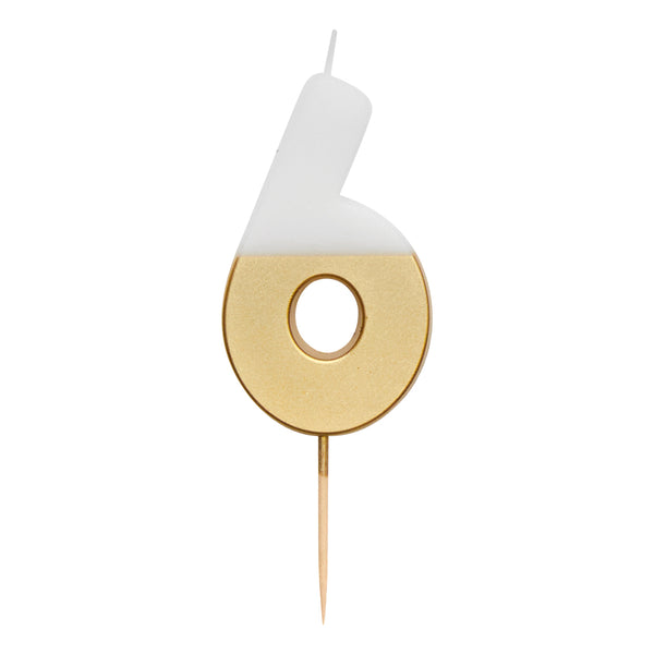 White & Gold Number Candles | Individual Birthday Cake Candles