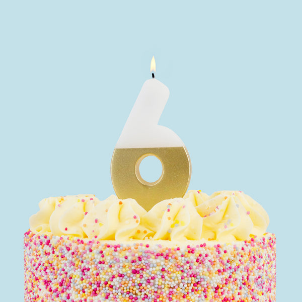 White & Gold Number Candles | Individual Birthday Cake Candles