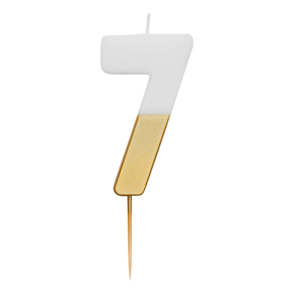 White & Gold Number Candles | Individual Birthday Cake Candles