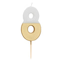 White & Gold Number Candles | Individual Birthday Cake Candles