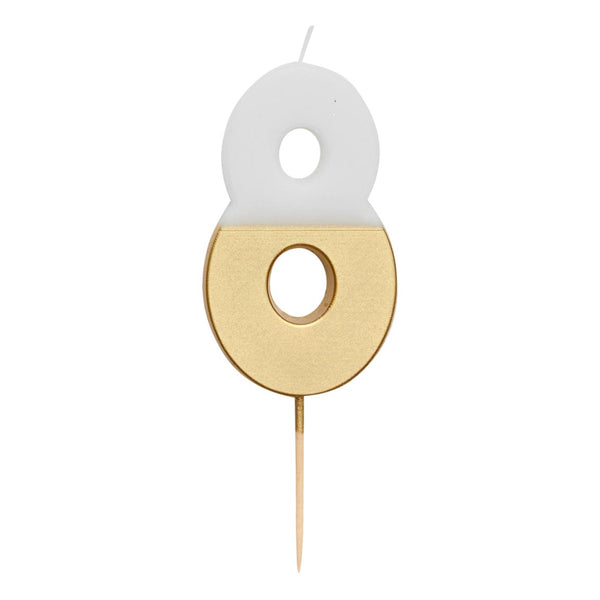 White & Gold Number Candles | Individual Birthday Cake Candles