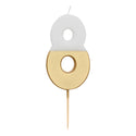 White & Gold Number Candles | Individual Birthday Cake Candles