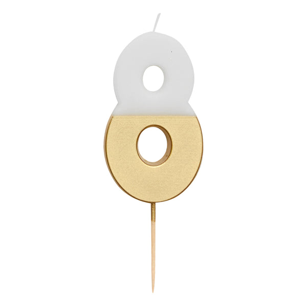 White & Gold Number Candles | Individual Birthday Cake Candles