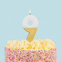 White & Gold Number Candles | Individual Birthday Cake Candles