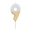 White & Gold Number Candles | Individual Birthday Cake Candles