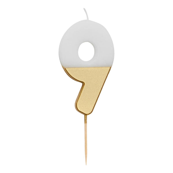 White & Gold Number Candles | Individual Birthday Cake Candles