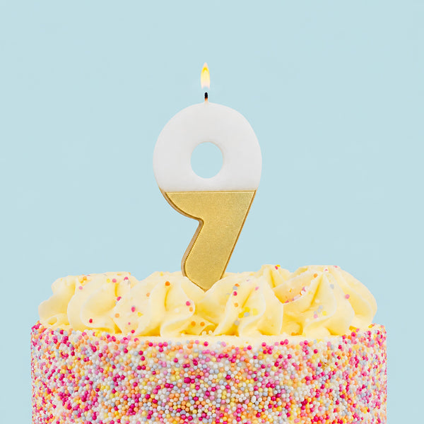 White & Gold Number Candles | Individual Birthday Cake Candles