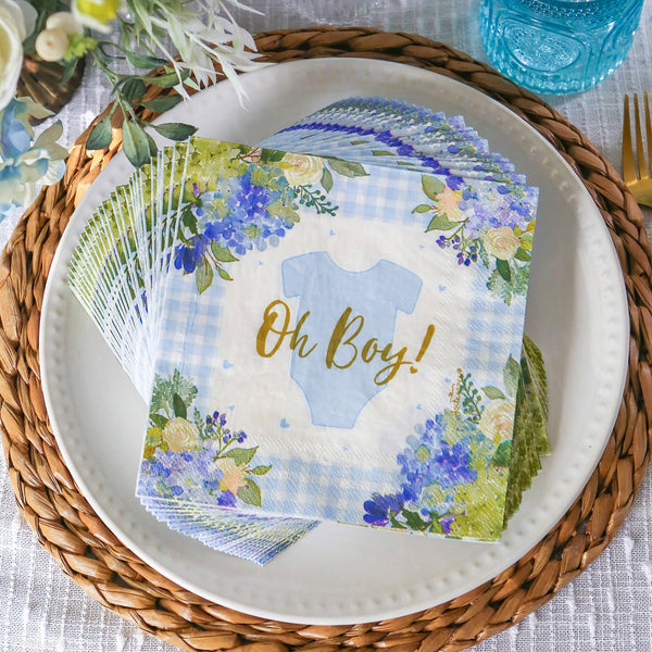 Baby in Bloom Boy Baby Shower Napkins | Oh So Fancy Party