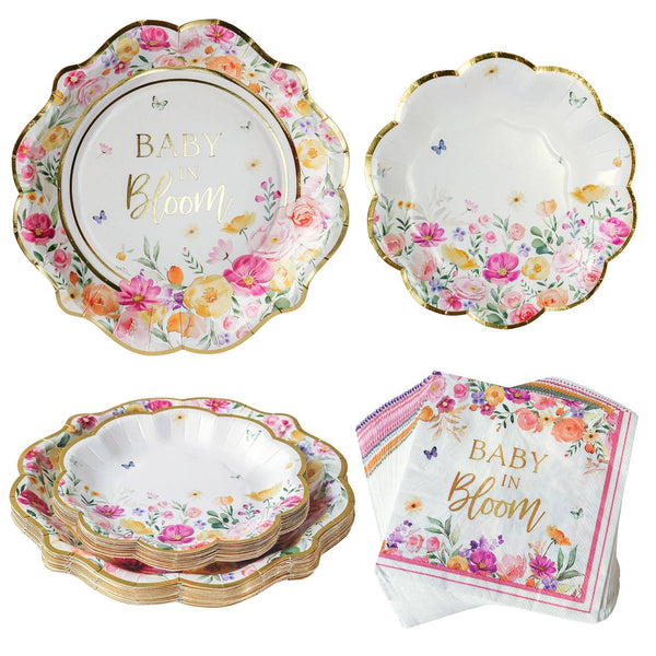 Baby in Bloom Shower Tableware Set - Oh So Fancy Party