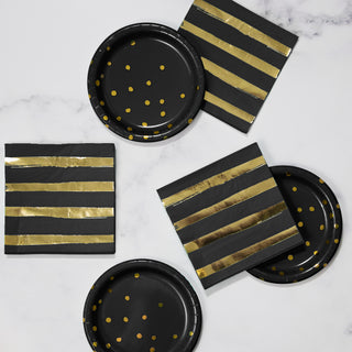 Black Velvet Gold Striped Napkins