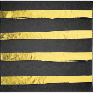 Black Velvet Gold Striped Napkins