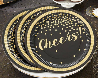 Black and Gold Cheers Plate