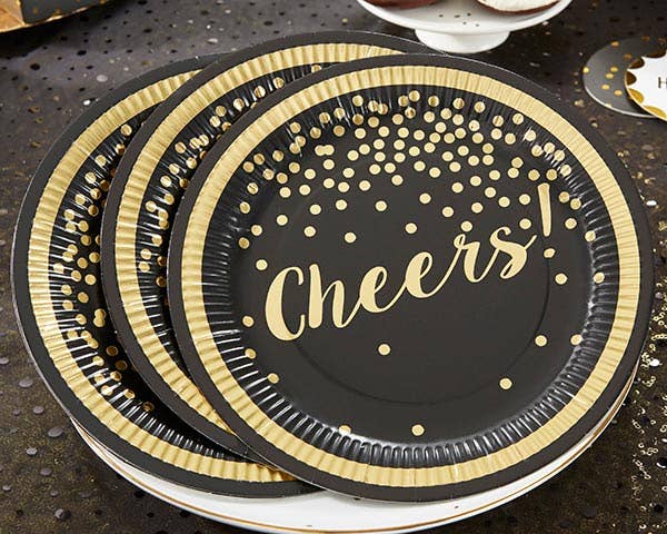 Black and Gold Cheers Plate